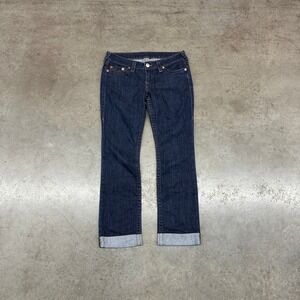 True Religion Studded Horseshoe Straight Leg Dark Wash Jeans Women's 32x30